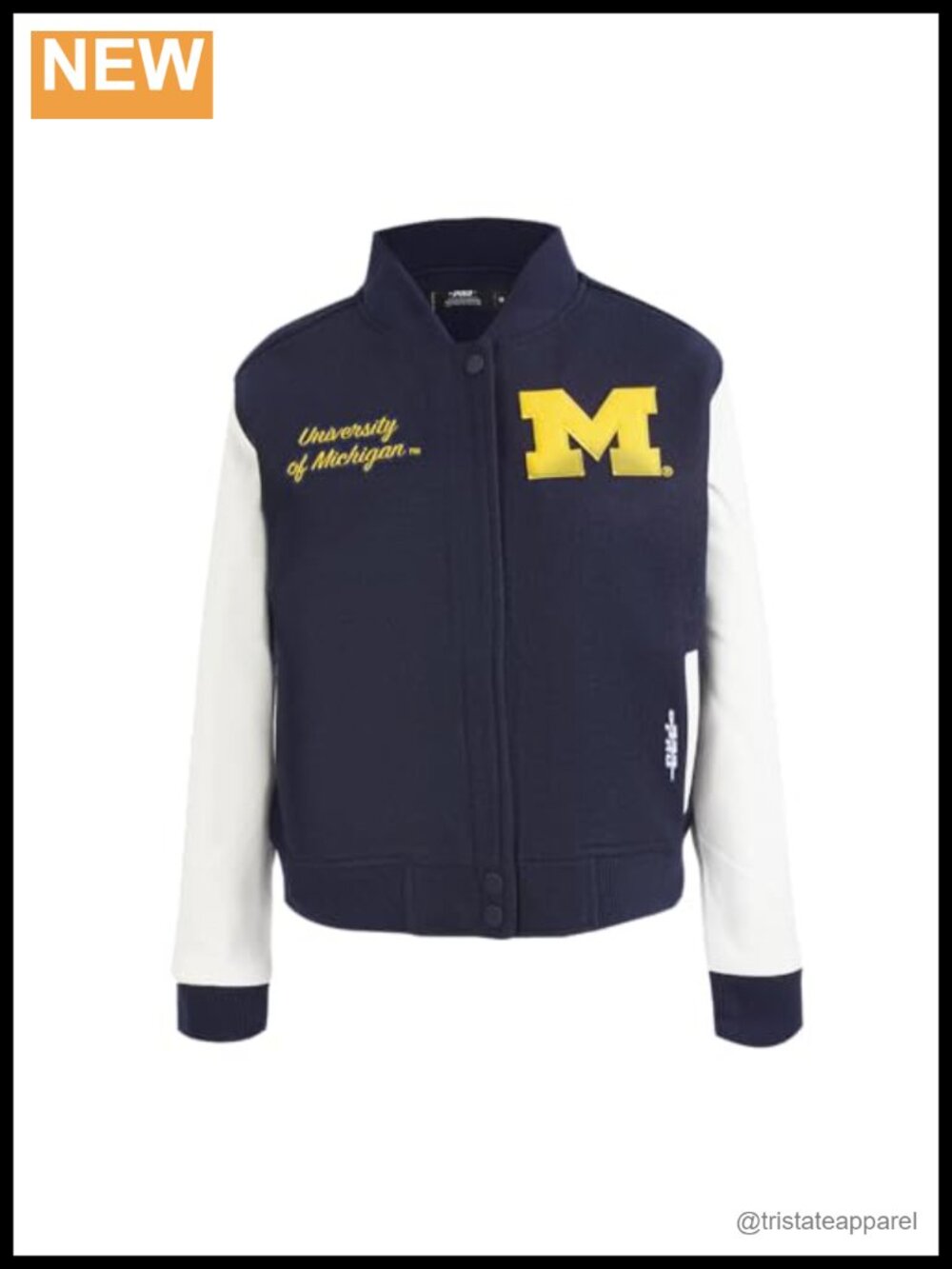 Womens Varsity Jacket Wool Faux Leather Sleeves Quilted Lining Snap Front